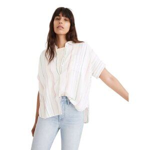 Madewell Womens Top XL Rainbow Linen Colorful Beachy Lightweight Button Front